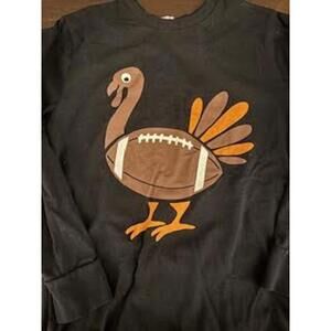 Boy/Girl Black Long Sleeve Thanksgiving Football Shirt Size YS
